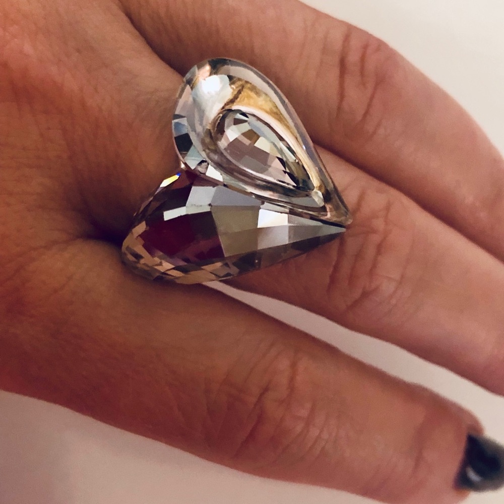 Swarovski Dark Rose Heart shaped crystal Ring